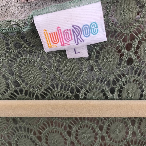 LuLaRoe Lace Hunter Green Shirley L with circles - Picture 3 of 5